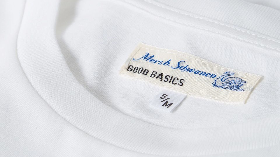 close up of good basics neck label
