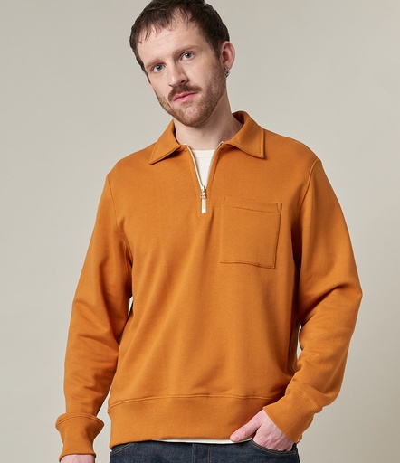 GOOD ORIGINALS | 342Z men's loopwheeled half zip sweatshirt, 10oz/sq.yd., relaxed fit  201 desert sun