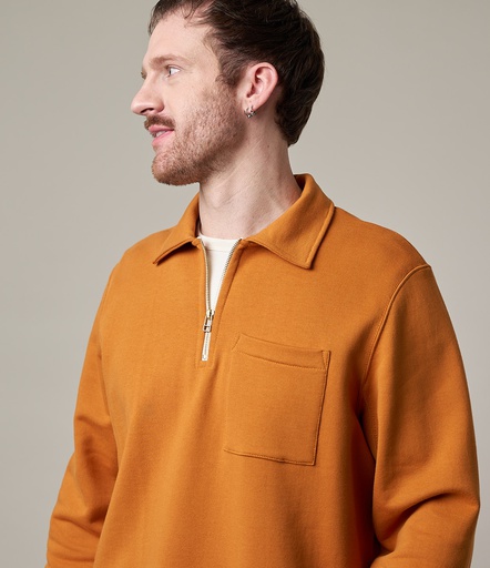 GOOD ORIGINALS | 342Z men's loopwheeled half zip sweatshirt, 10oz/sq.yd., relaxed fit  201 desert sun