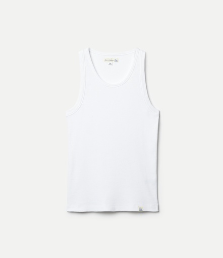 Merz b. Schwanen | RIBTANK01 Iconic Ribbed Cotton Tank Top  01 white