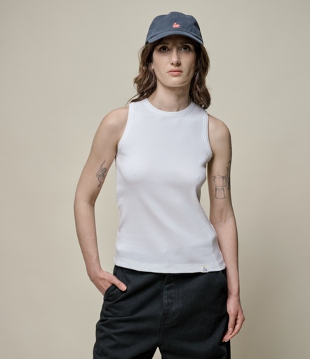 Merz b. Schwanen | WRIBTANK01 Iconic Ribbed Cotton Women's Tank Top  01 white